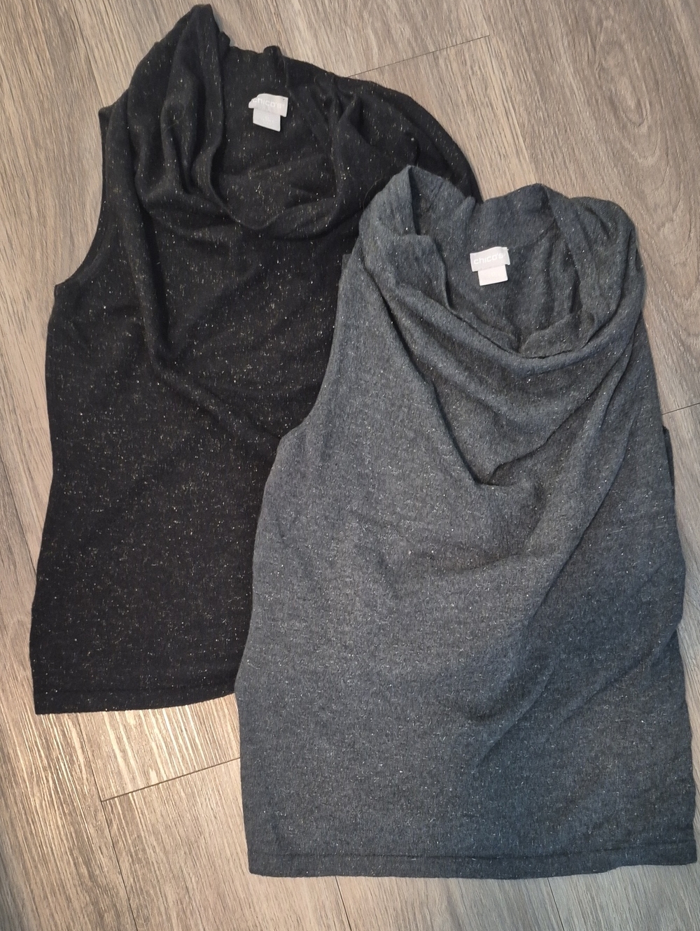 Chico's Cowl Neck Sleeveless Camisoles - Black & Charcoal Bundle